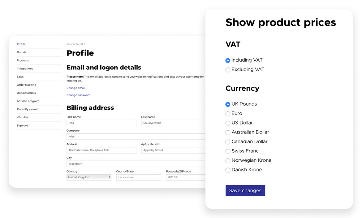 Accounting system integration with multi-language, multi-currency functionality