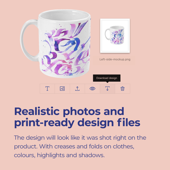 Realistic photos and print-ready design files