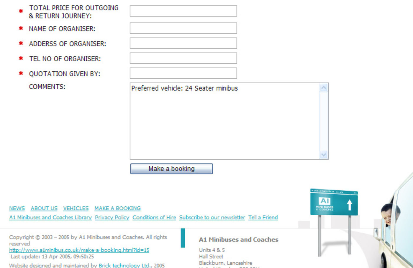 A1 Minibuses and Coaches Booking footer - A1 Minibuses and Coaches