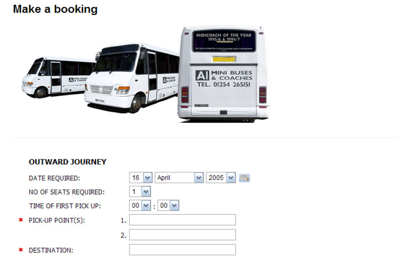 A1 Minibuses and Coaches Booking header - A1 Minibuses and Coaches
