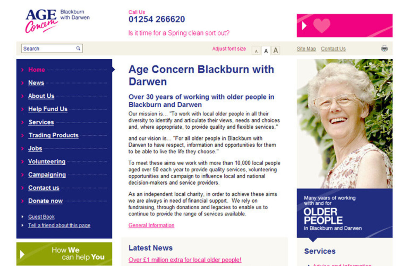 Age Concern Blackburn Homepage header - ACB