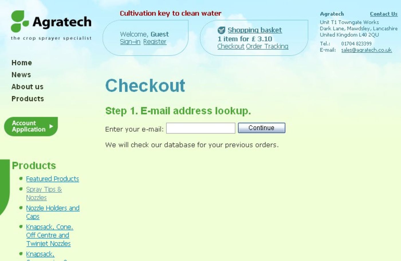 Agratech Services Checkout Step 1 - Agratech