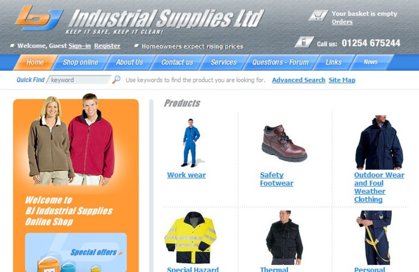 BJ Industrial Supplies Homepage header