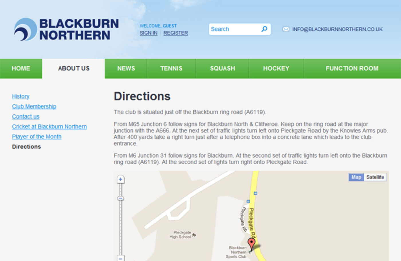 Blackburn Northern Sports Club (2011) Directions