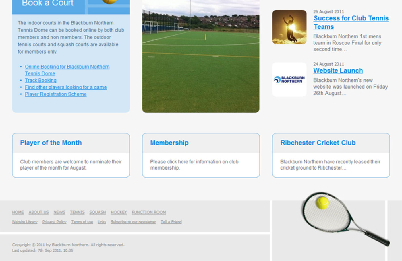 Blackburn Northern Sports Club (2011) Homepage footer