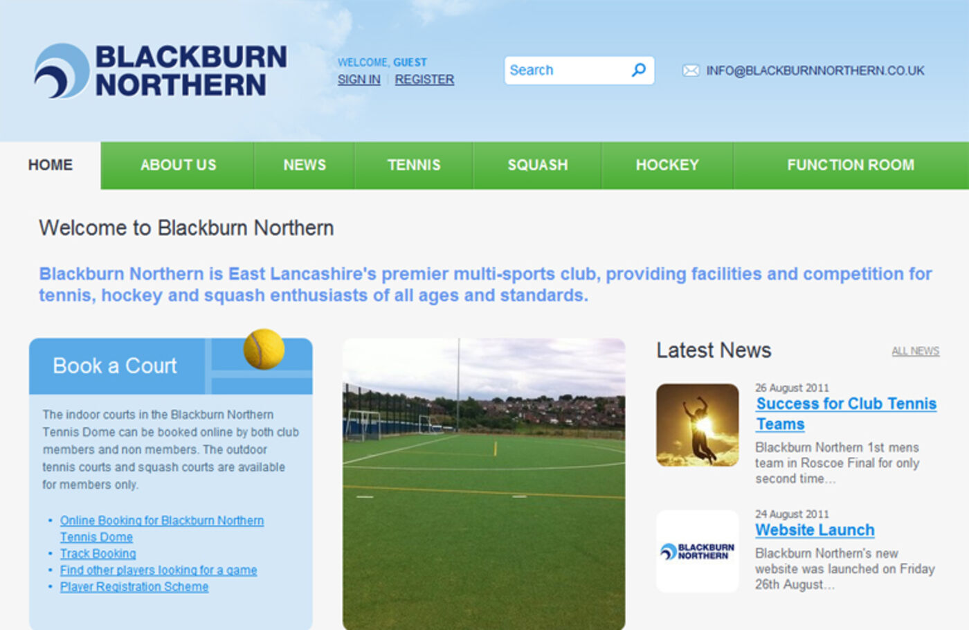 Blackburn Northern Sports Club (2011) Homepage header