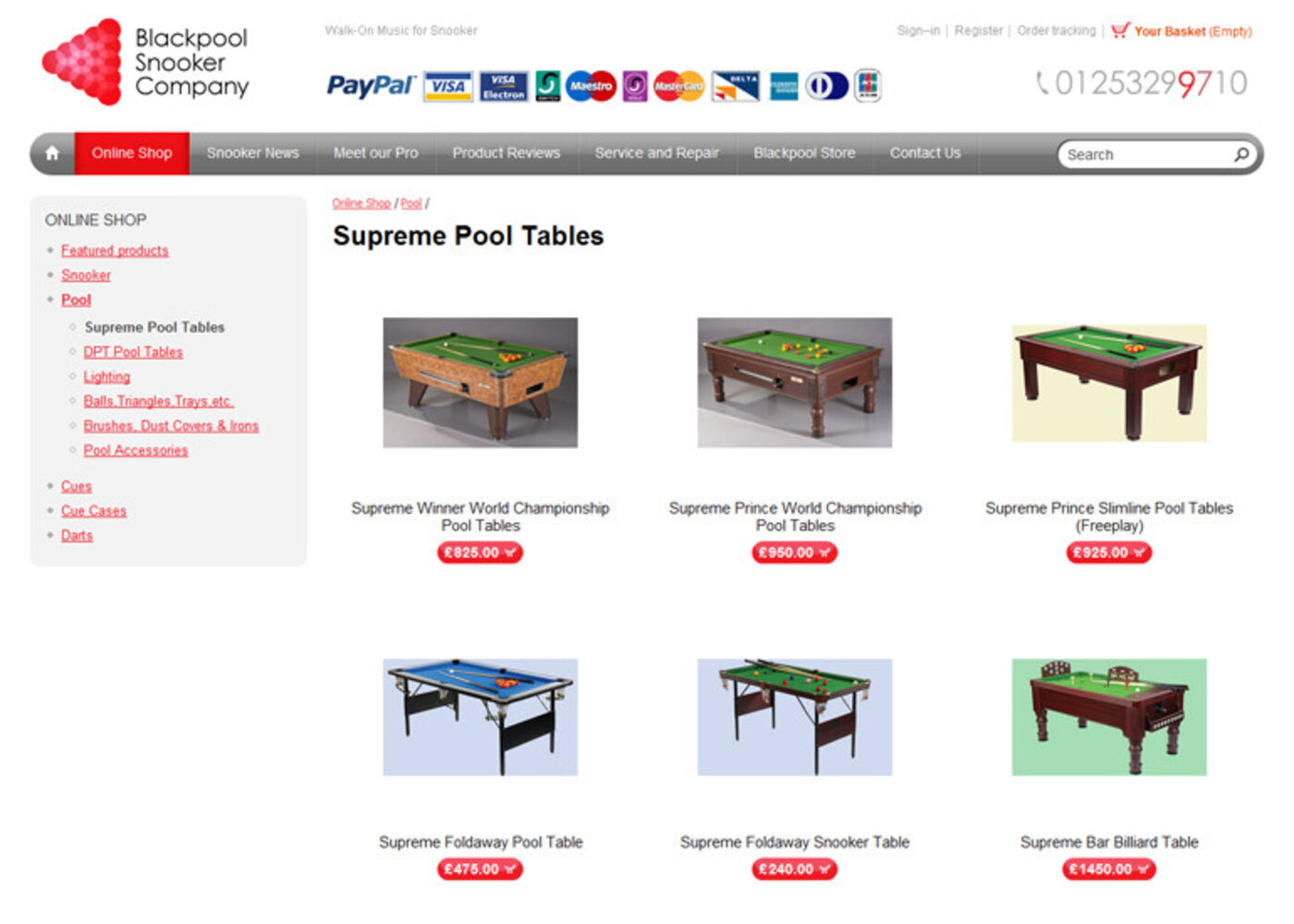 Blackpool Snooker Shop Online Online shop