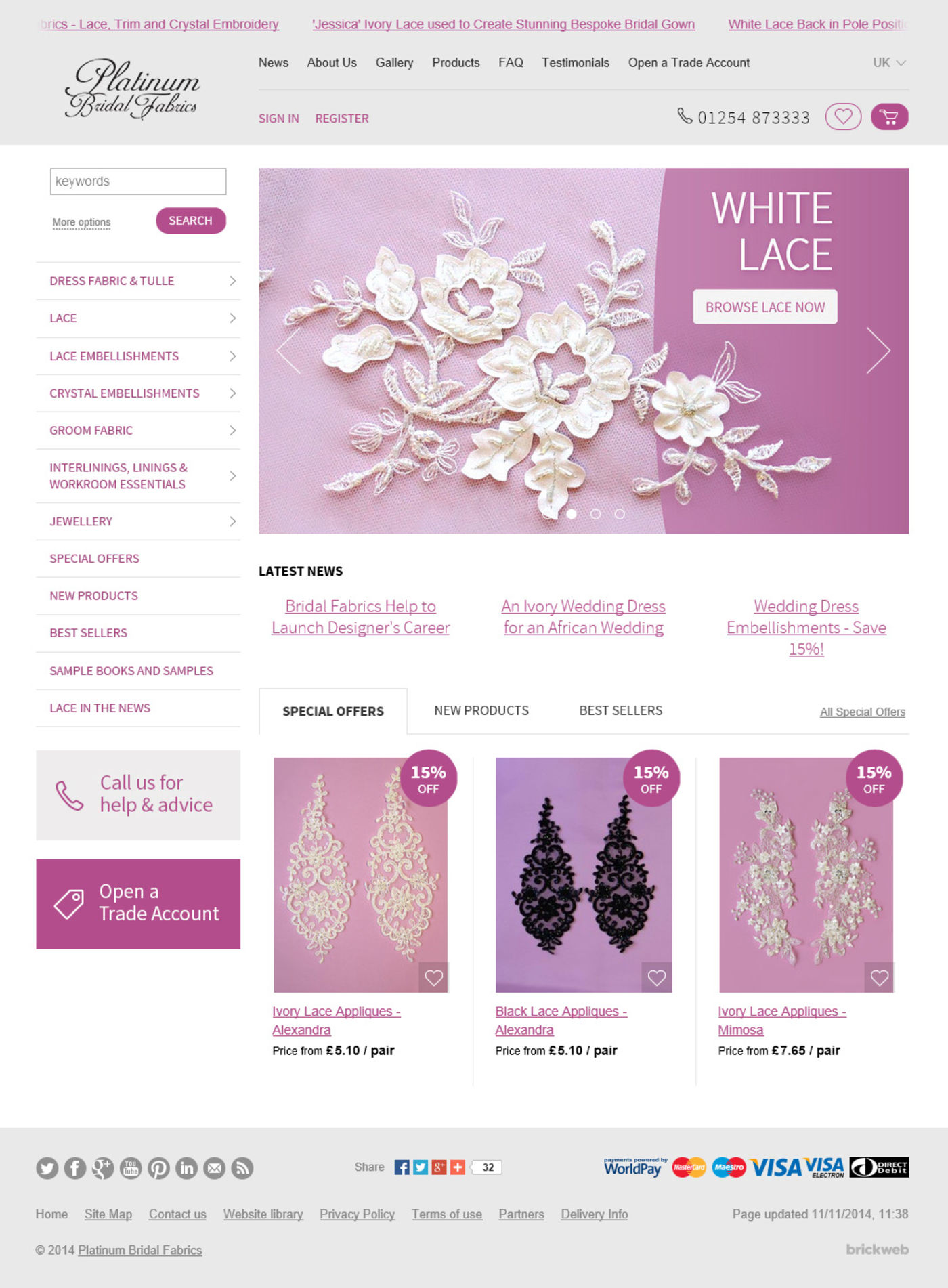 Bridal Fabrics (2014) Home page
