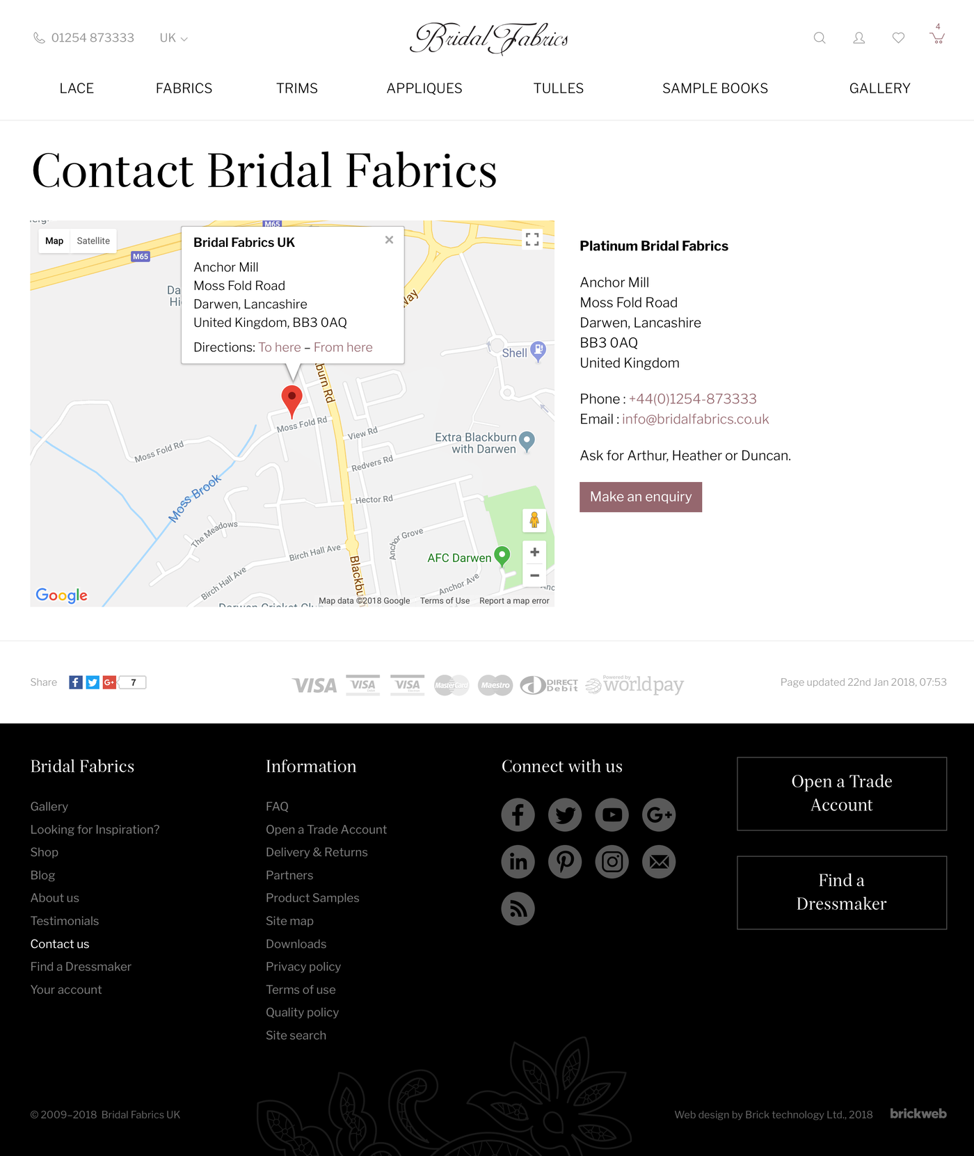 Bridal Fabrics Contact us