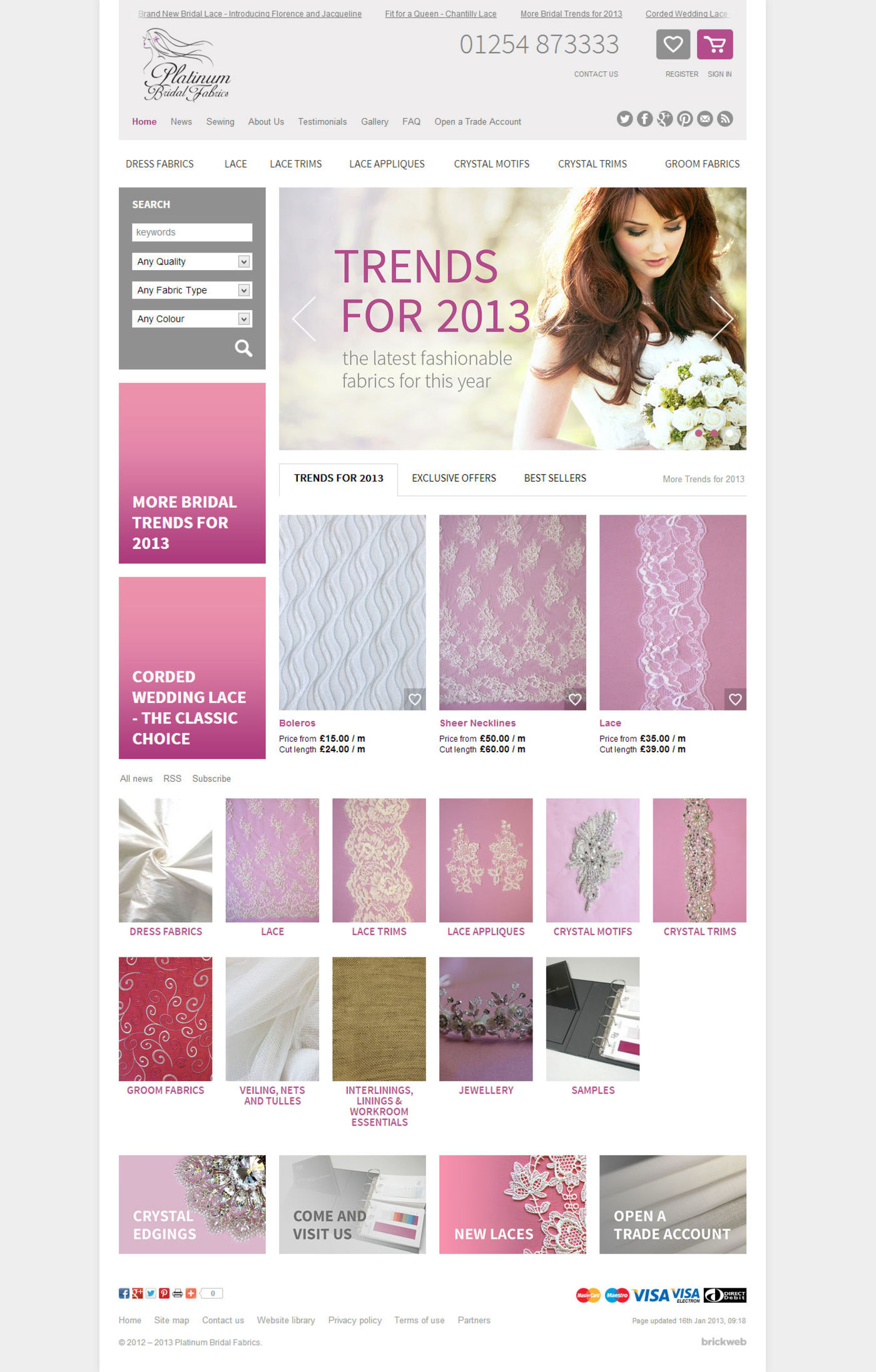 Bridal Fabrics (2013) Homepage