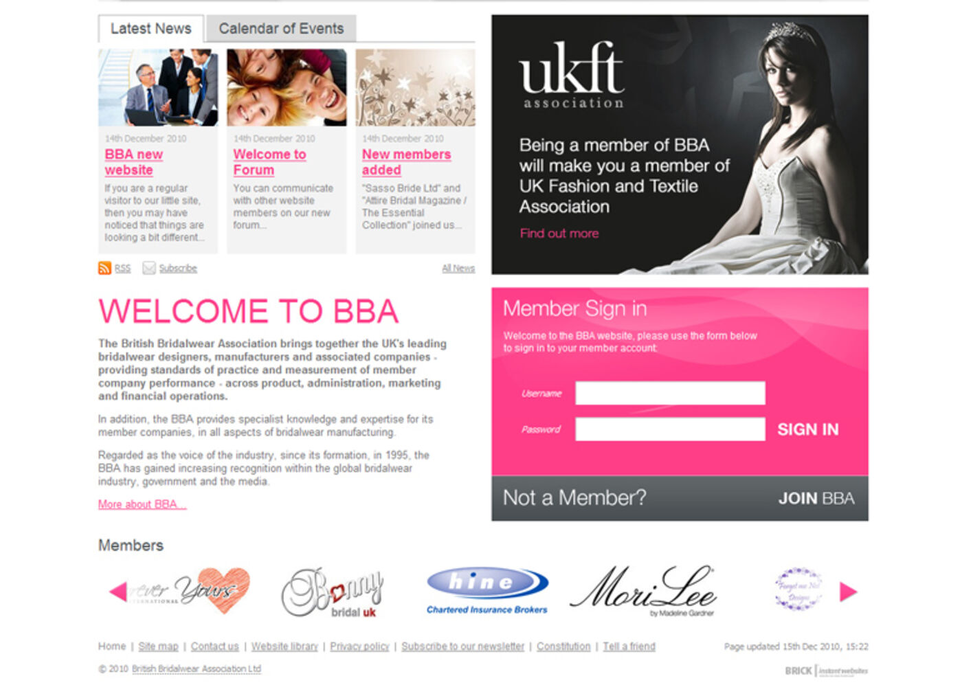 British Bridalwear Association Homepage footer