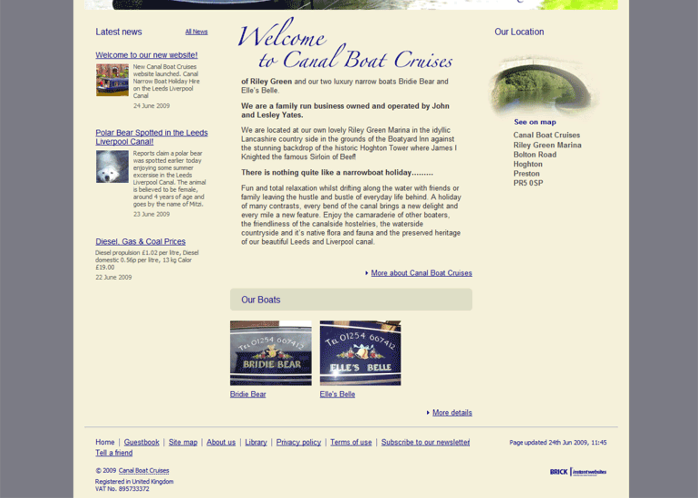 Canal Boat Cruises Homepage footer