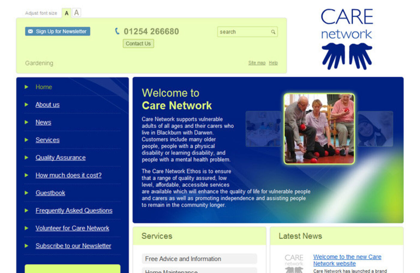 Care Network Homepage header