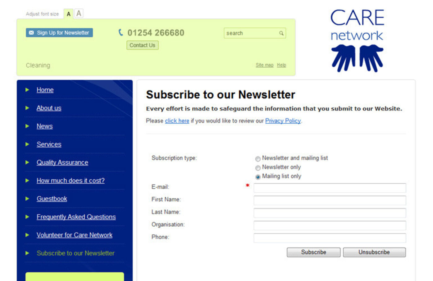 Care Network Subscribe to our newsletter