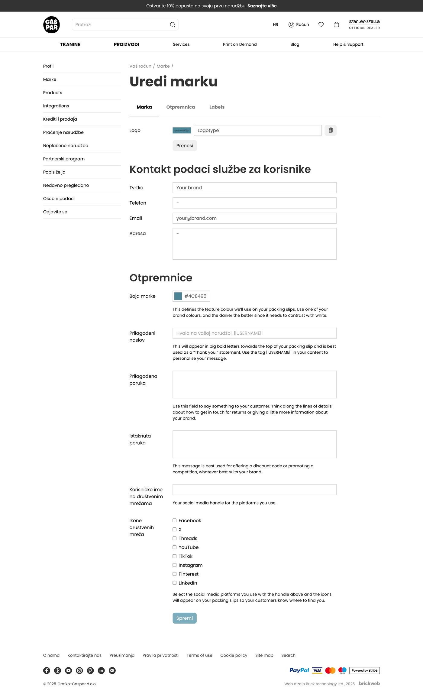 Caspar Create Create / Edit brand