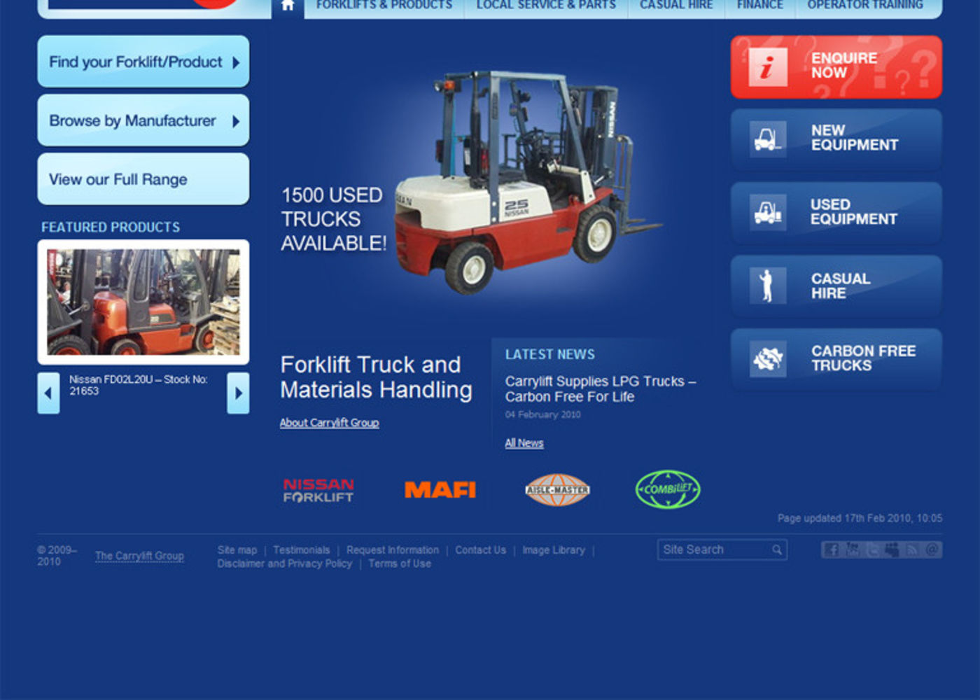 The Carrylift Group (2006) Homepage footer
