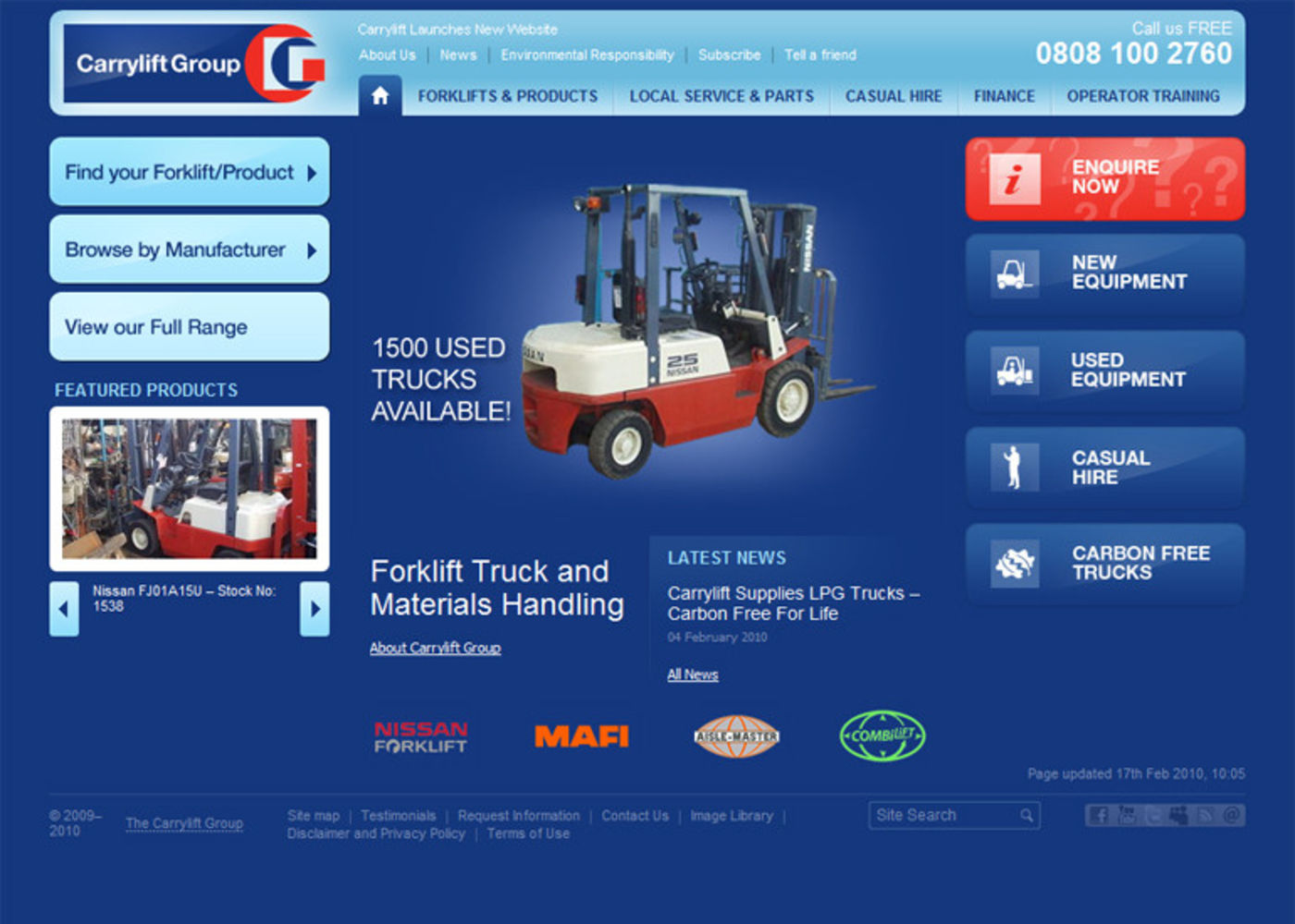 The Carrylift Group (2006) Homepage header