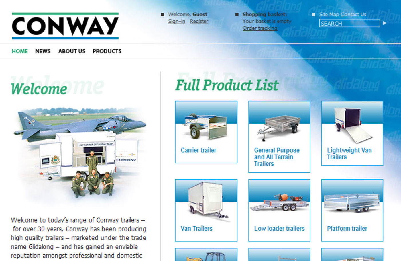 Conway Commercial Trailers Homepage header