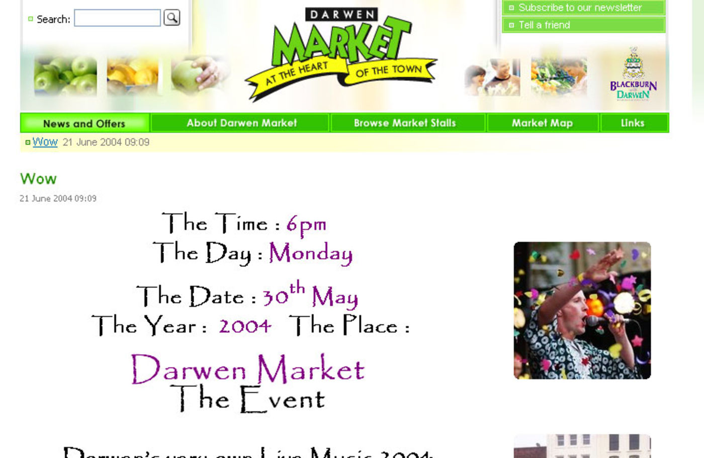 Darwen Market News article