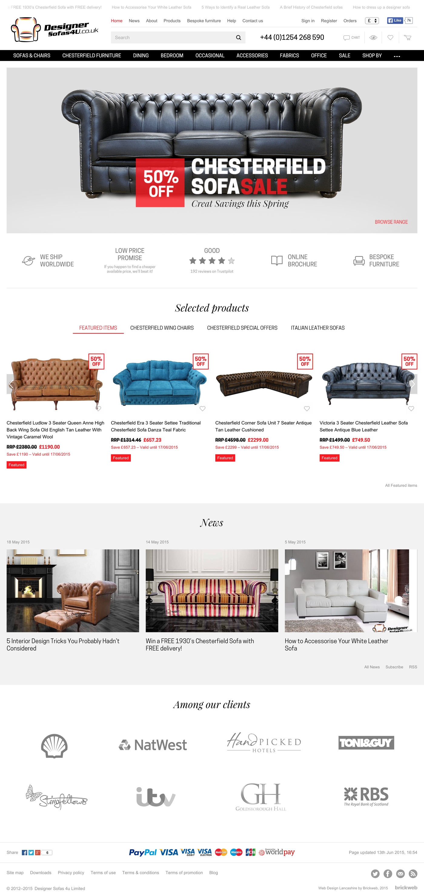 Designer Sofas 4U (2015) Home page