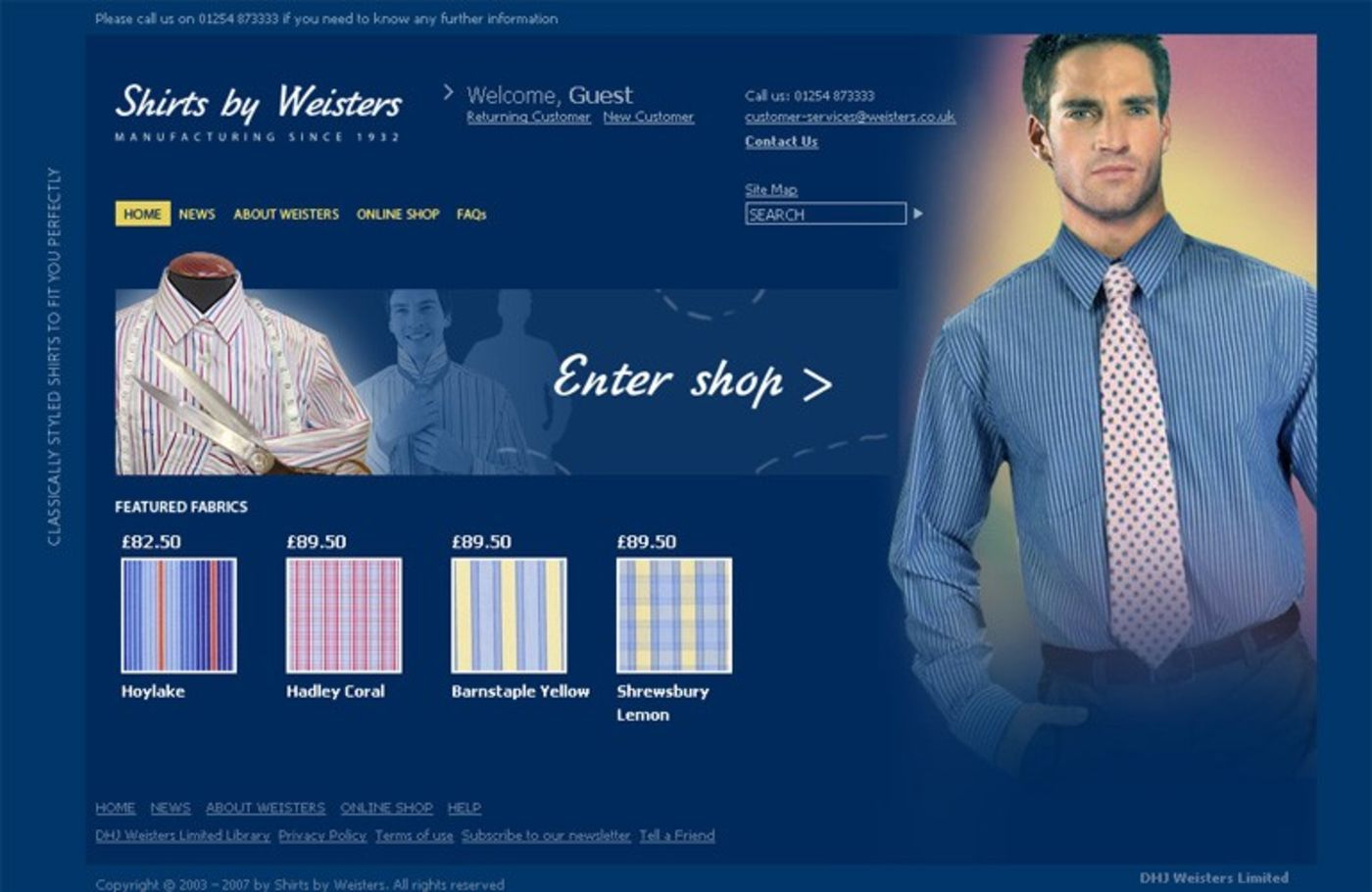 Shirts by Weisters Homepage header