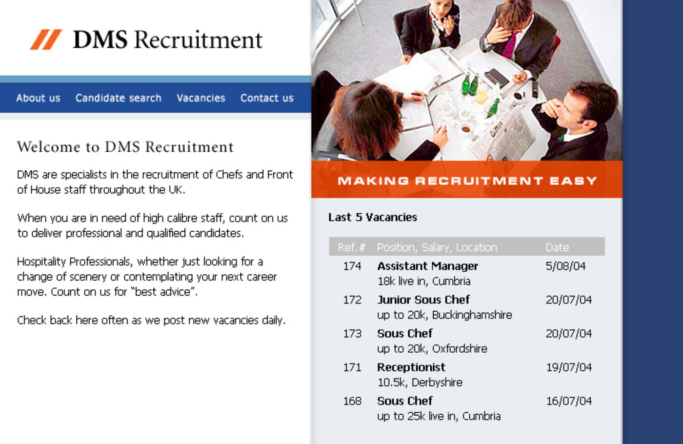 DMS Recruitment Homepage header