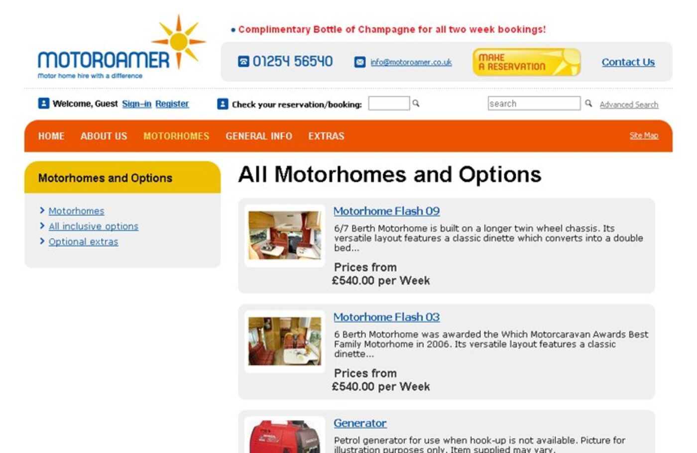 Motoroamer All Motorhomes and Options