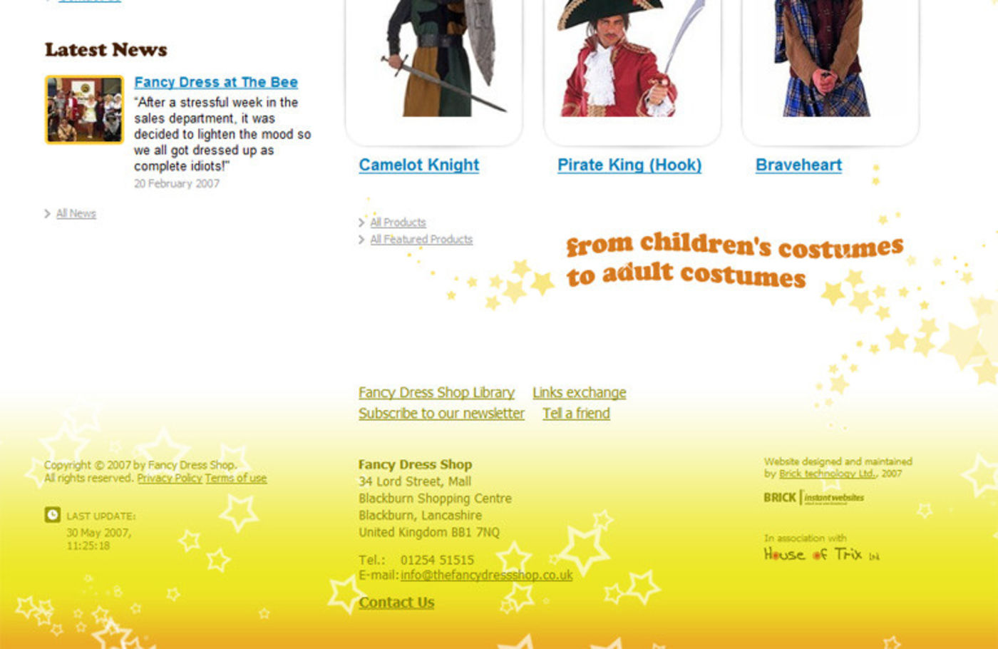 The Fancy Dress Shop Homepage footer