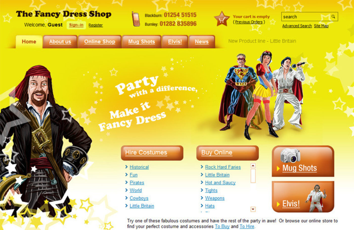 The Fancy Dress Shop Homepage header