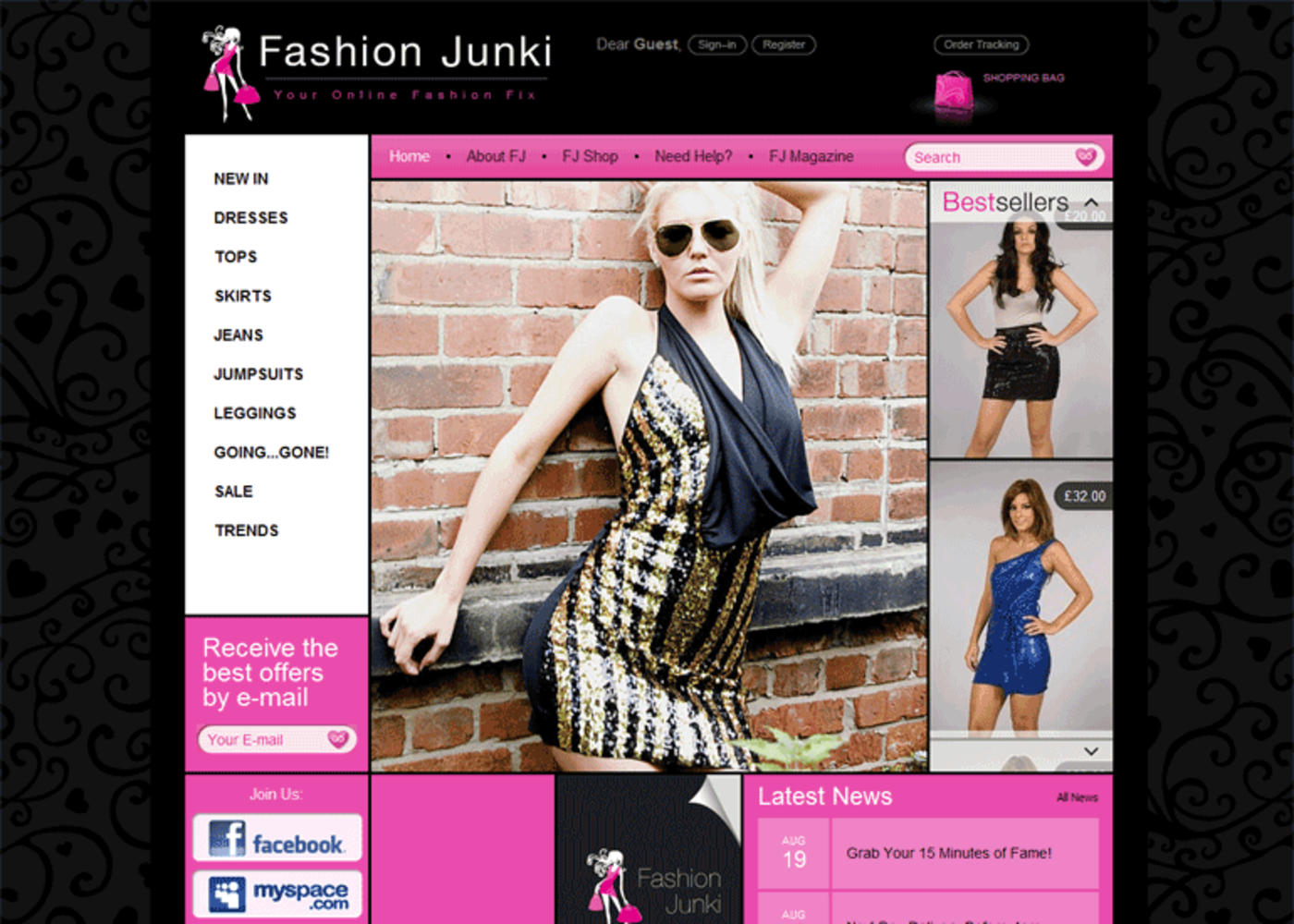 Fashion Junki Homepage header