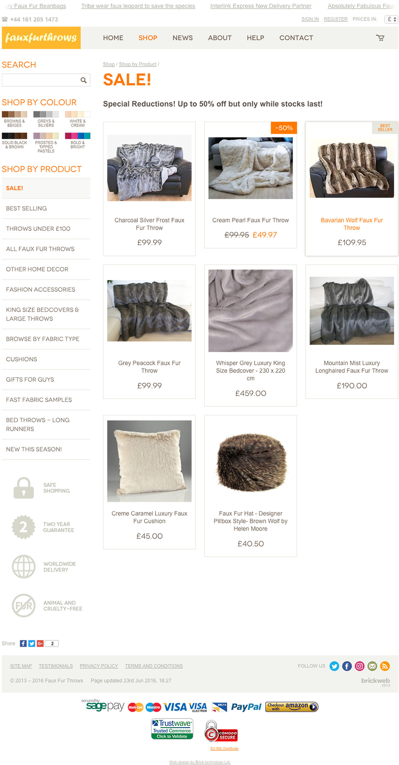Faux Fur Throws (2004) Product List