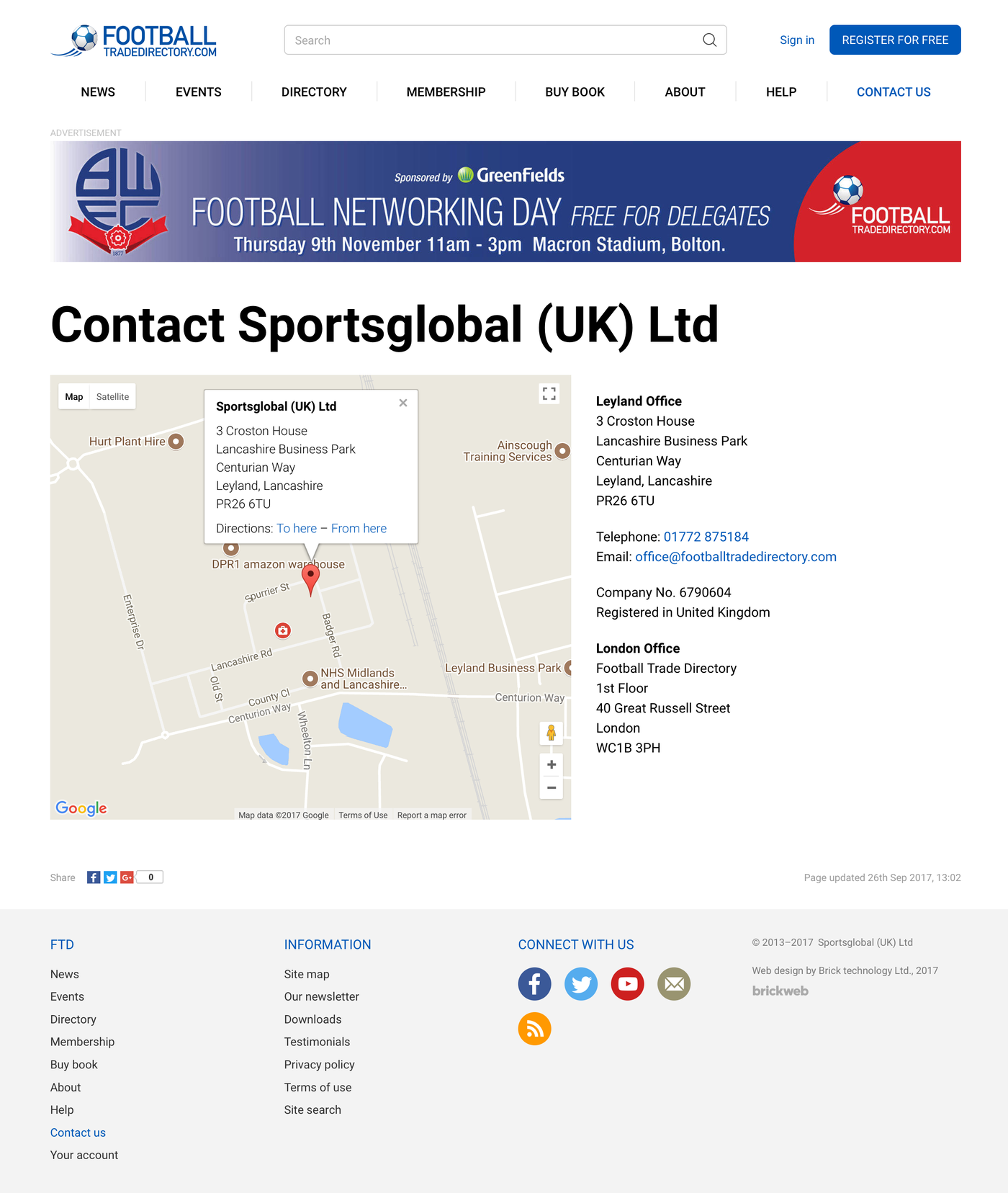 Football Trade Directory Contact us