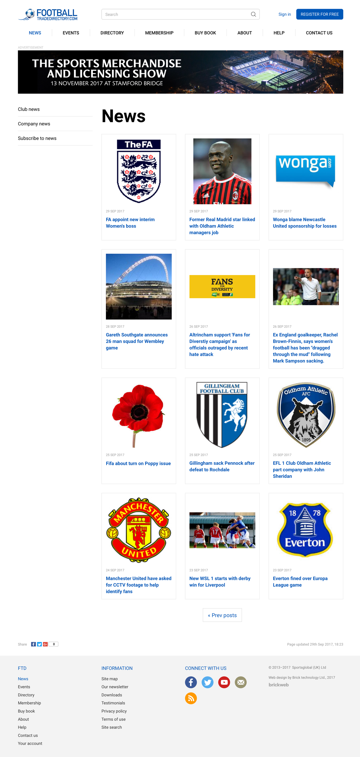 Football Trade Directory News