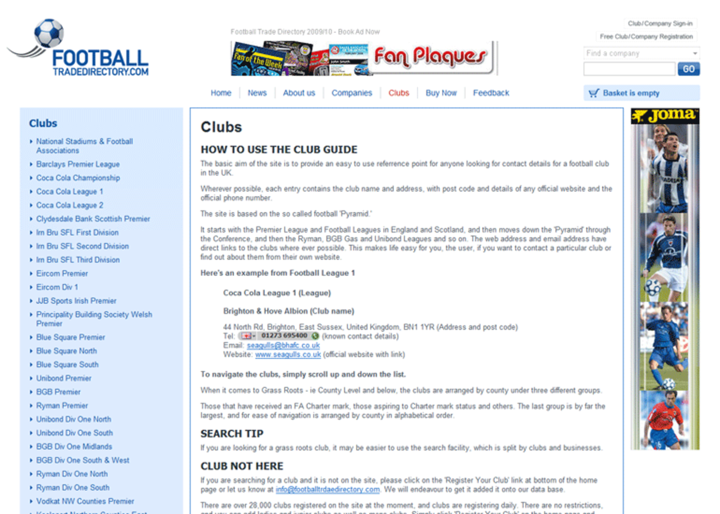 Football Trade Directory (2009) Clubs