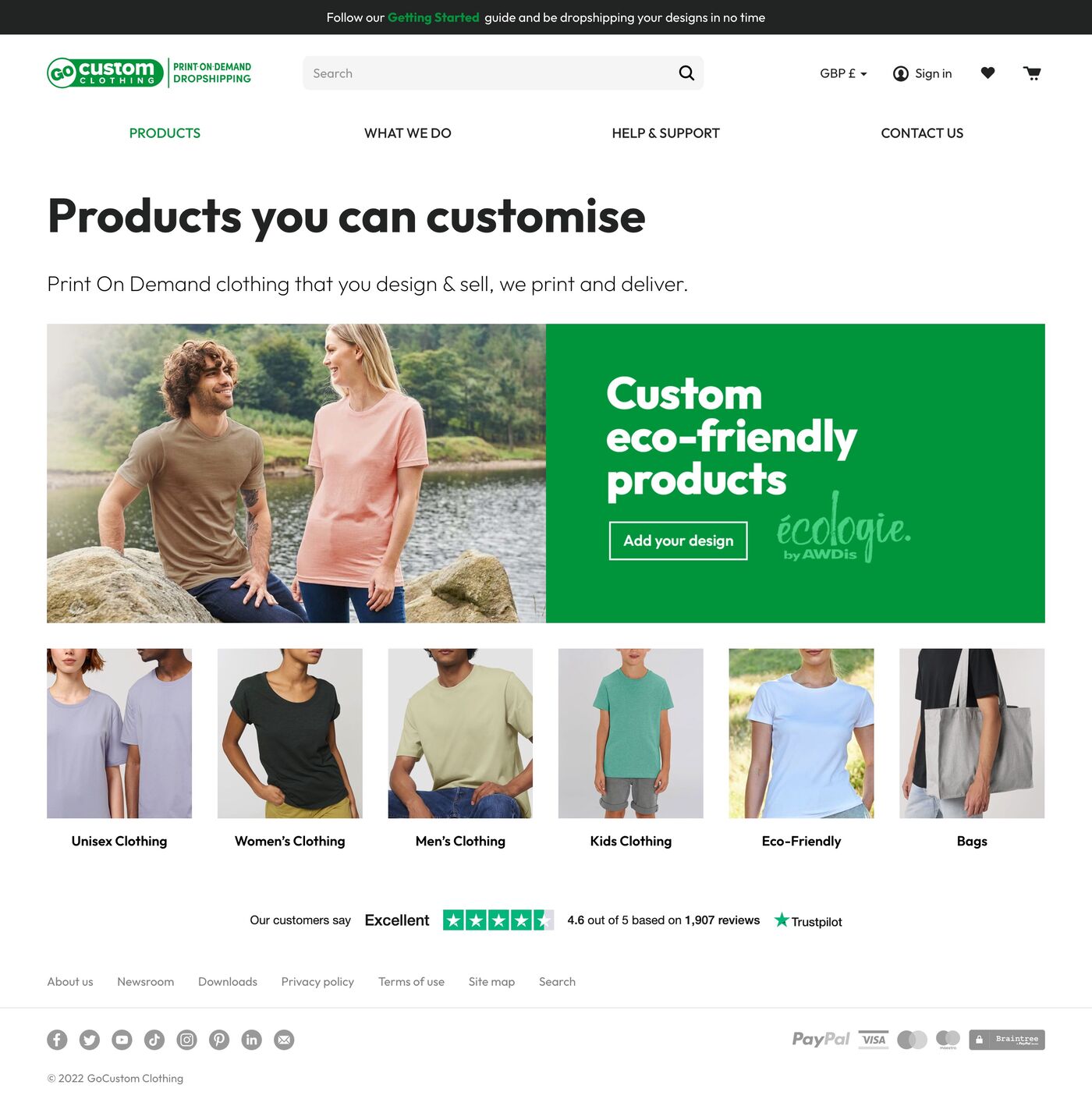 GoCustom Clothing Print-On-Demand Dropshipping Products
