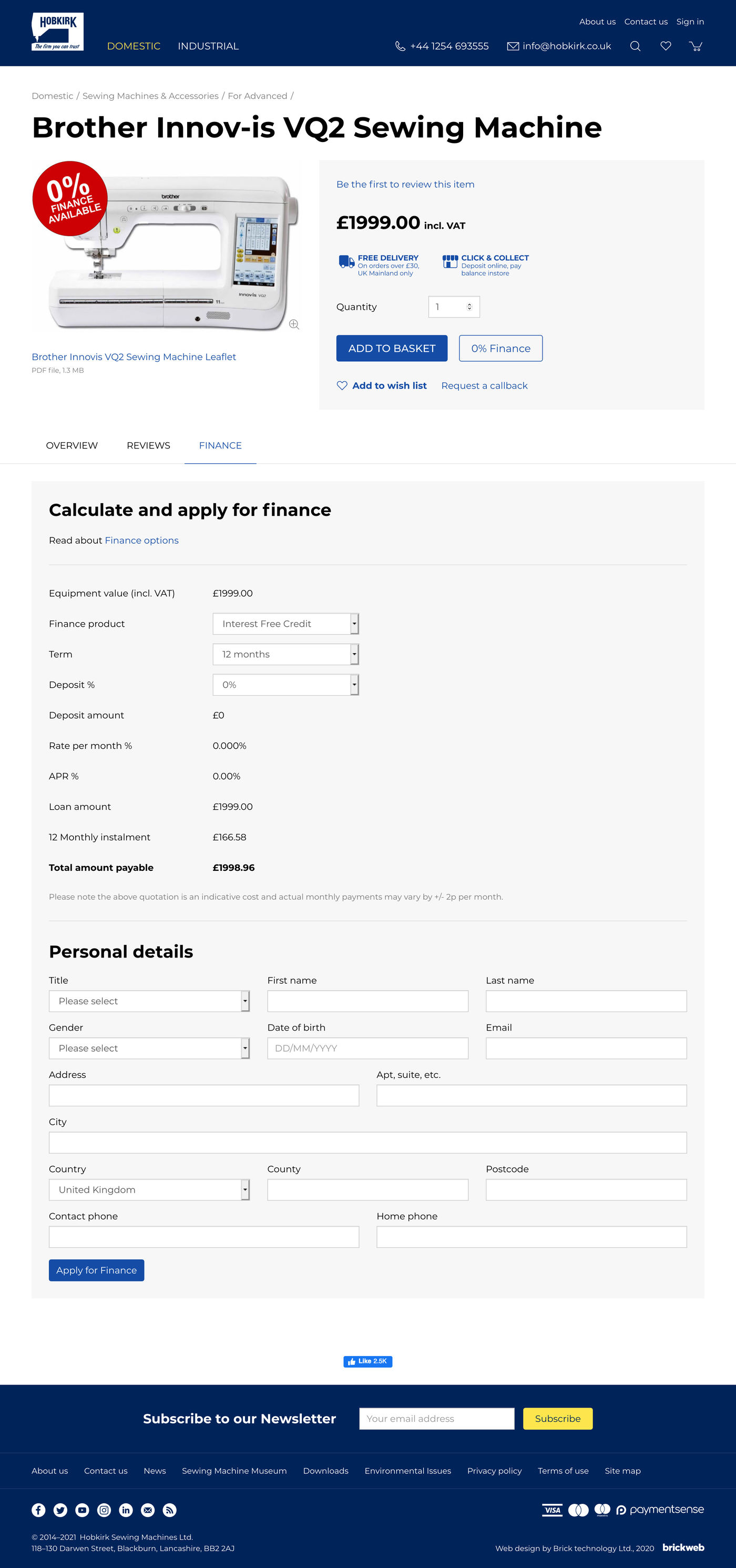 Hobkirk Product with leasing calculator