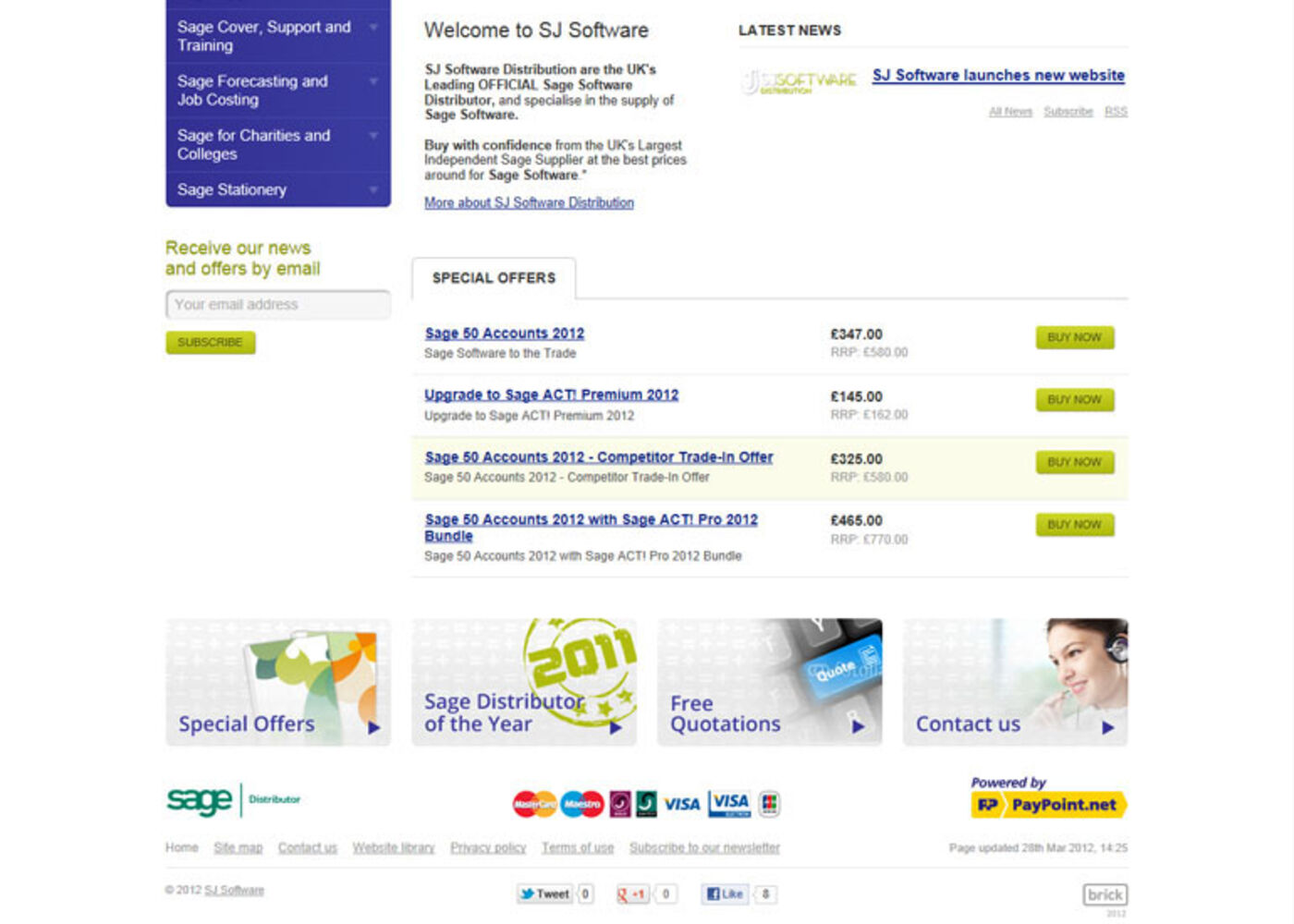 SJ Software Distribution (2012) Homepage footer