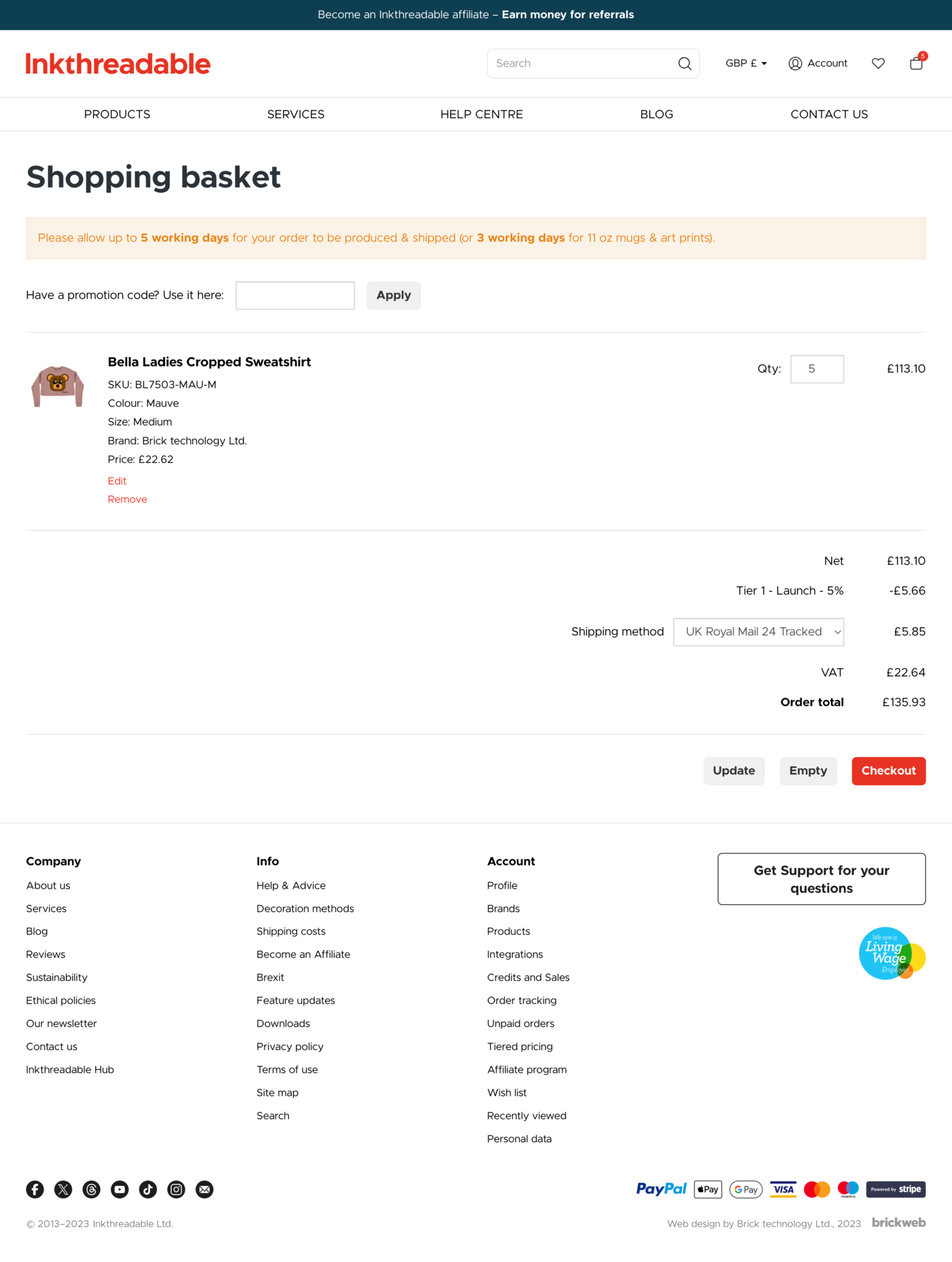 Inkthreadable Shopping basket
