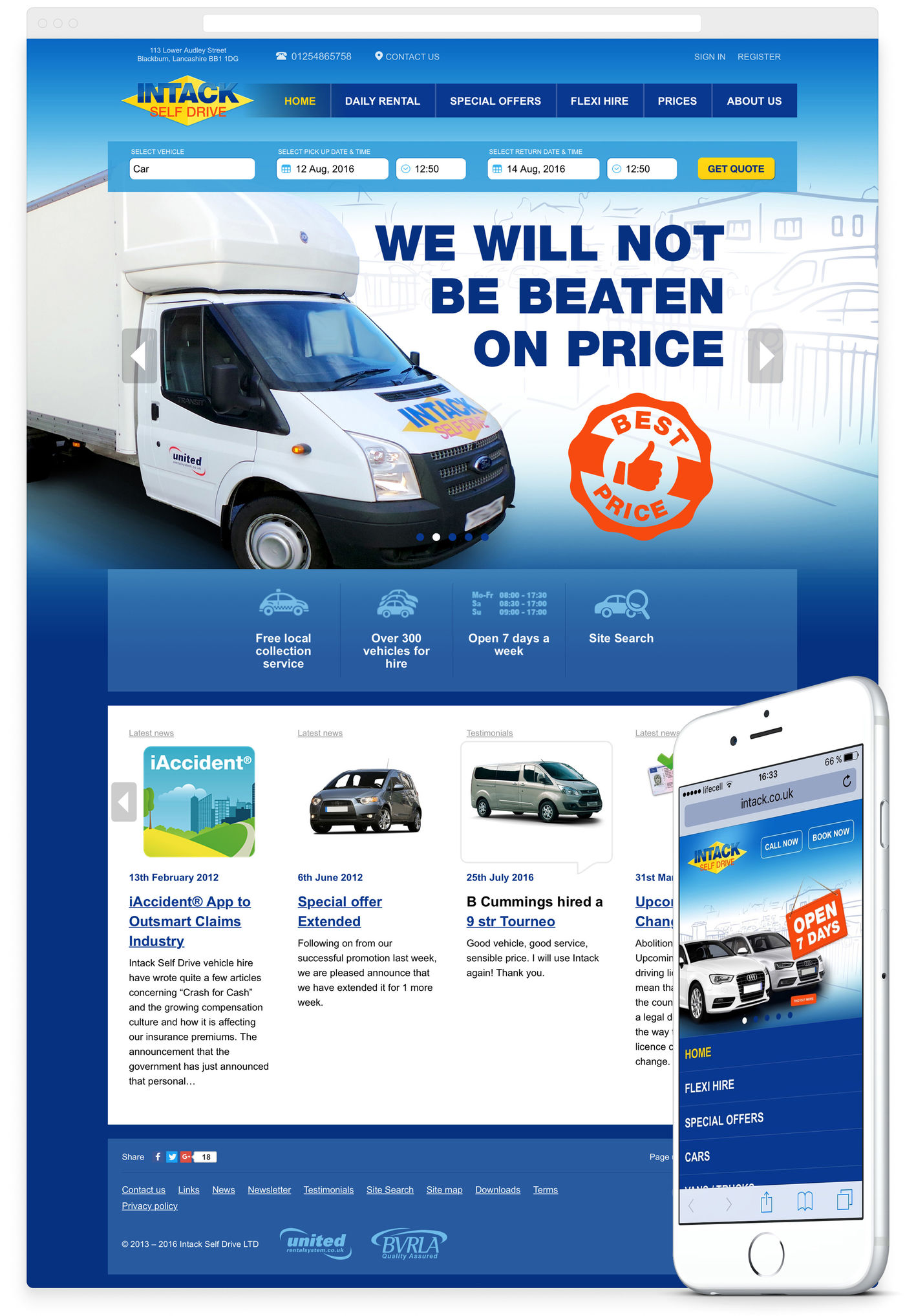 Intack Self Drive (2014) Home page