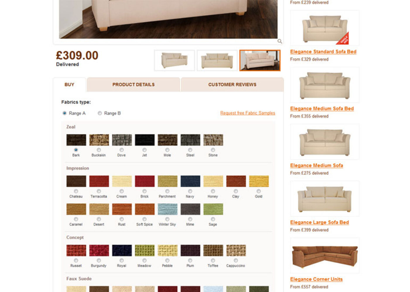 Select a Sofa (2011) Fabrics type