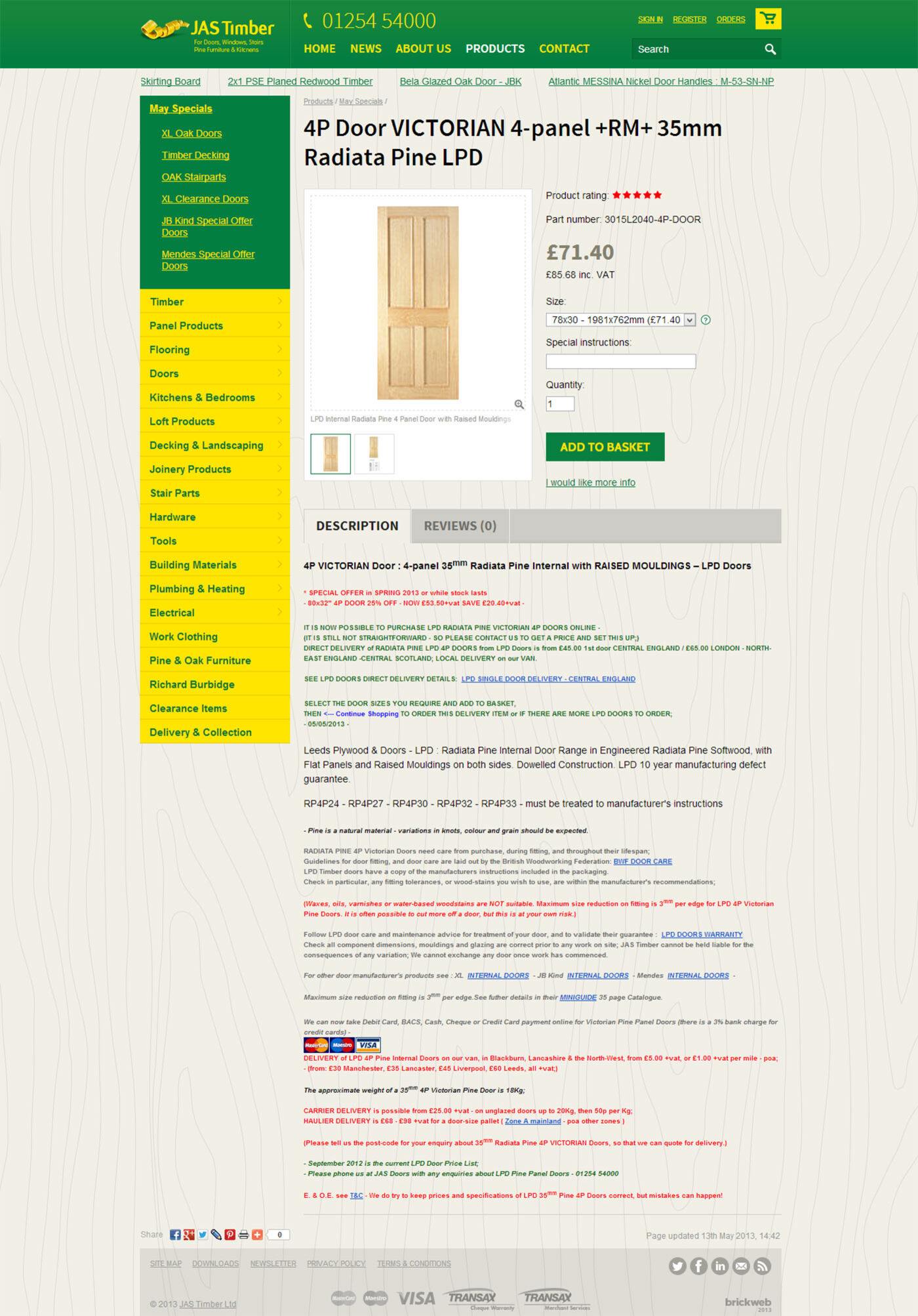 JAS Timber (2013) Product page