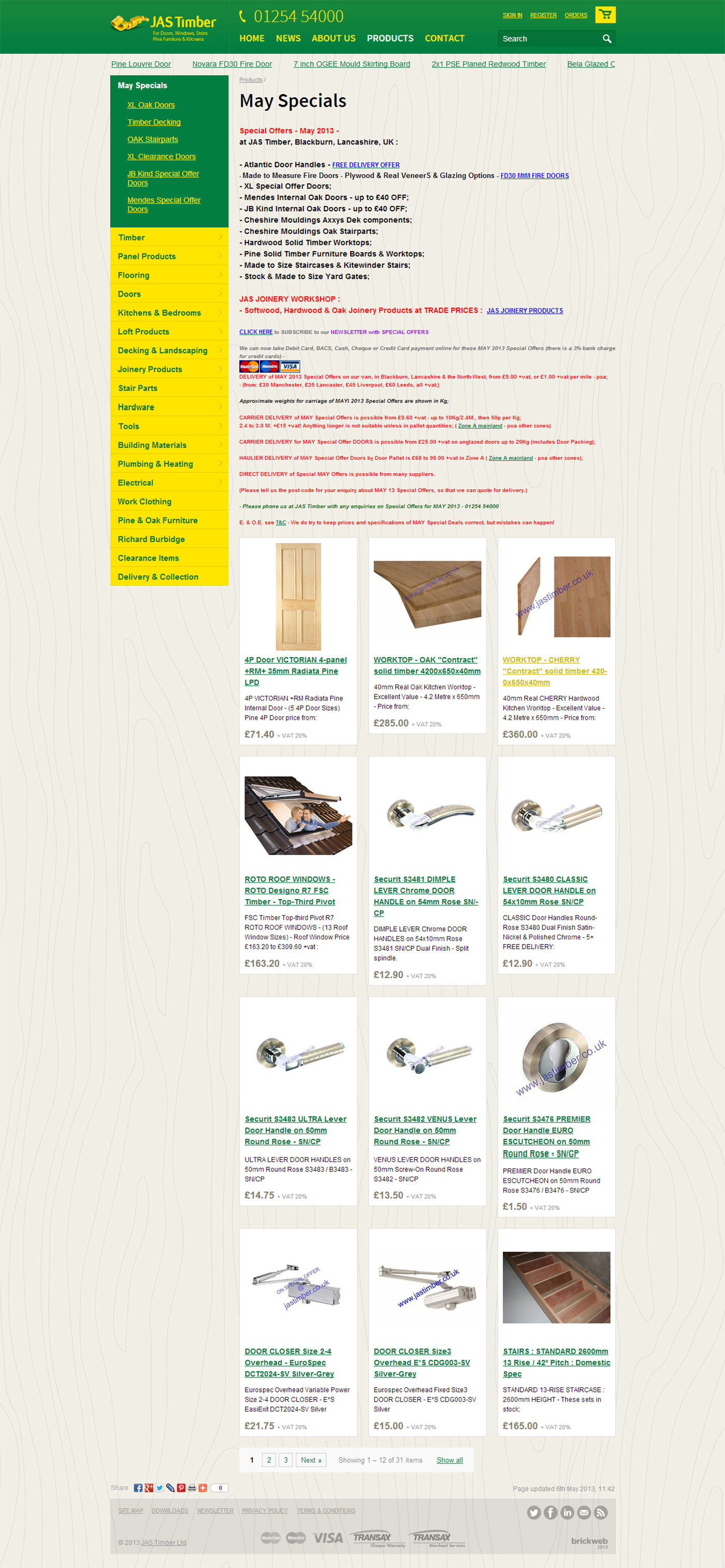 JAS Timber (2013) Products page