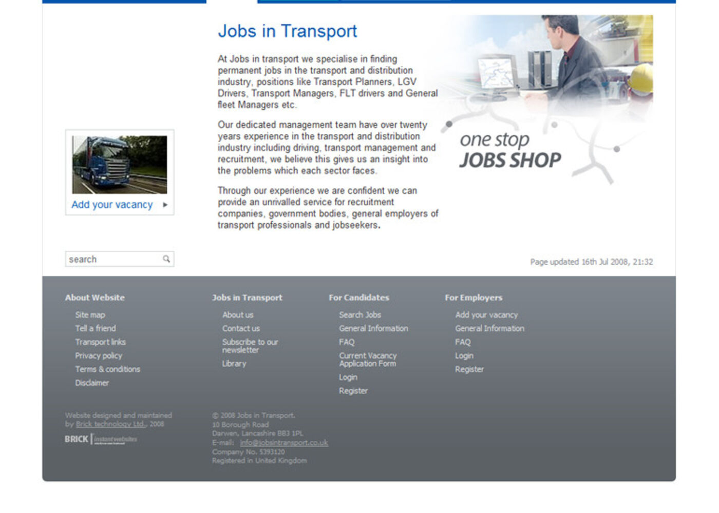 Jobs in Transport Homepage footer