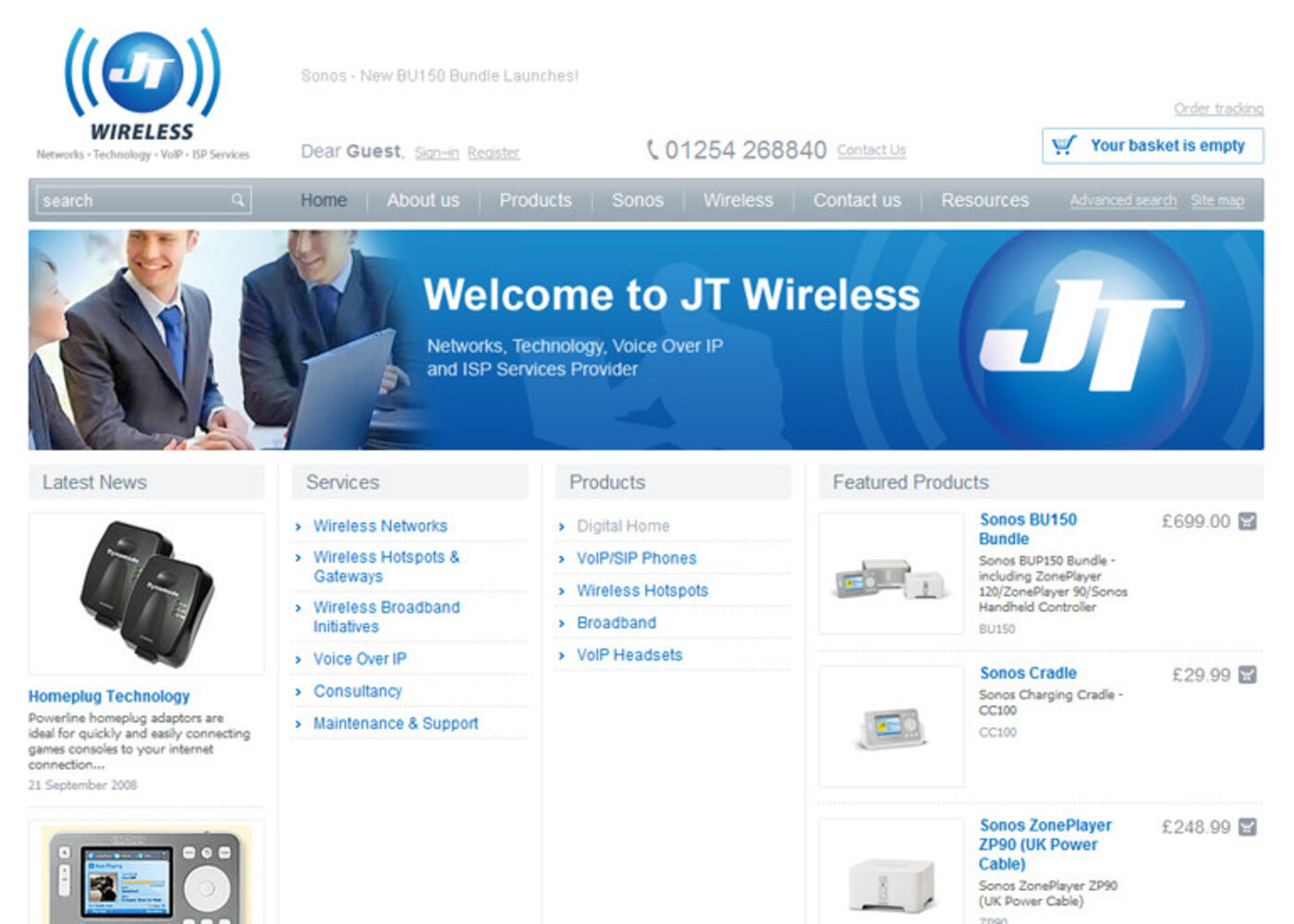 JT Wireless Ltd Homepage header