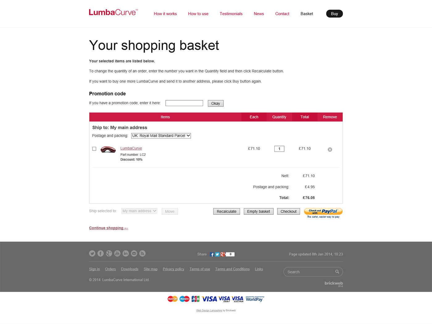 LumbaCurve Shopping basket