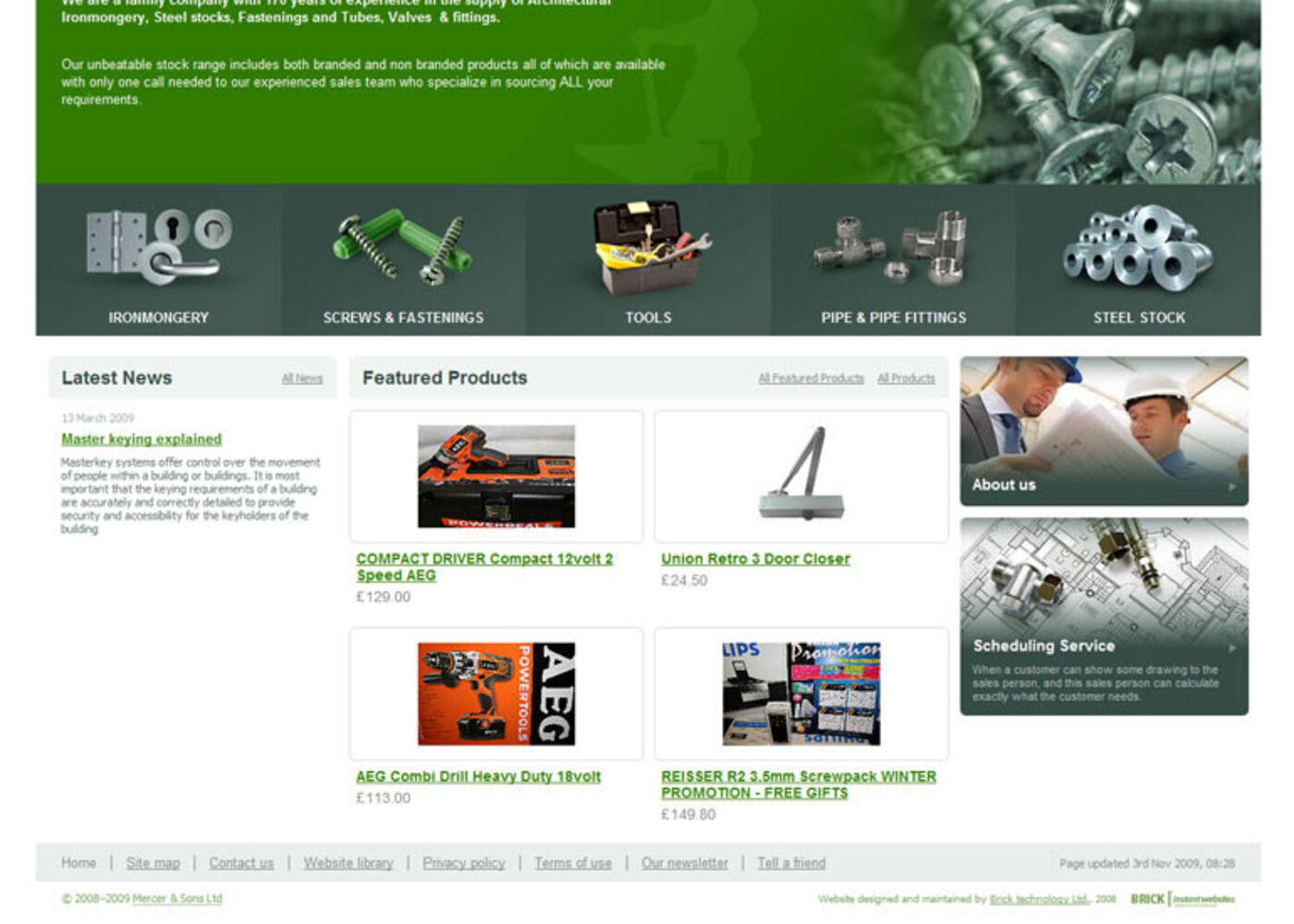 Mercers and Sons (2009) Homepage footer - Mercer & Sons