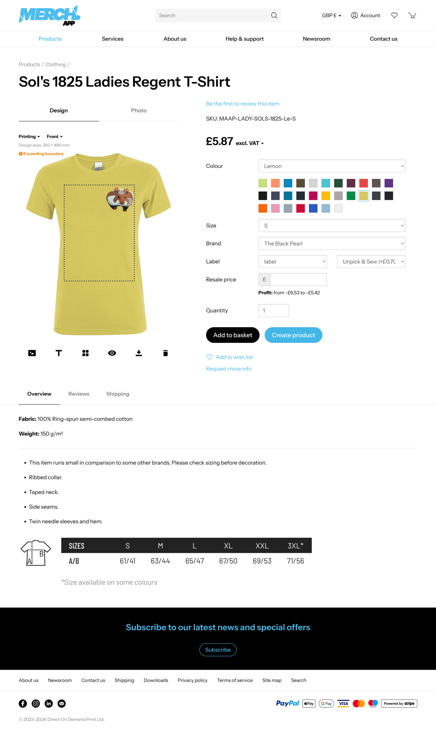Merch App Create product with design