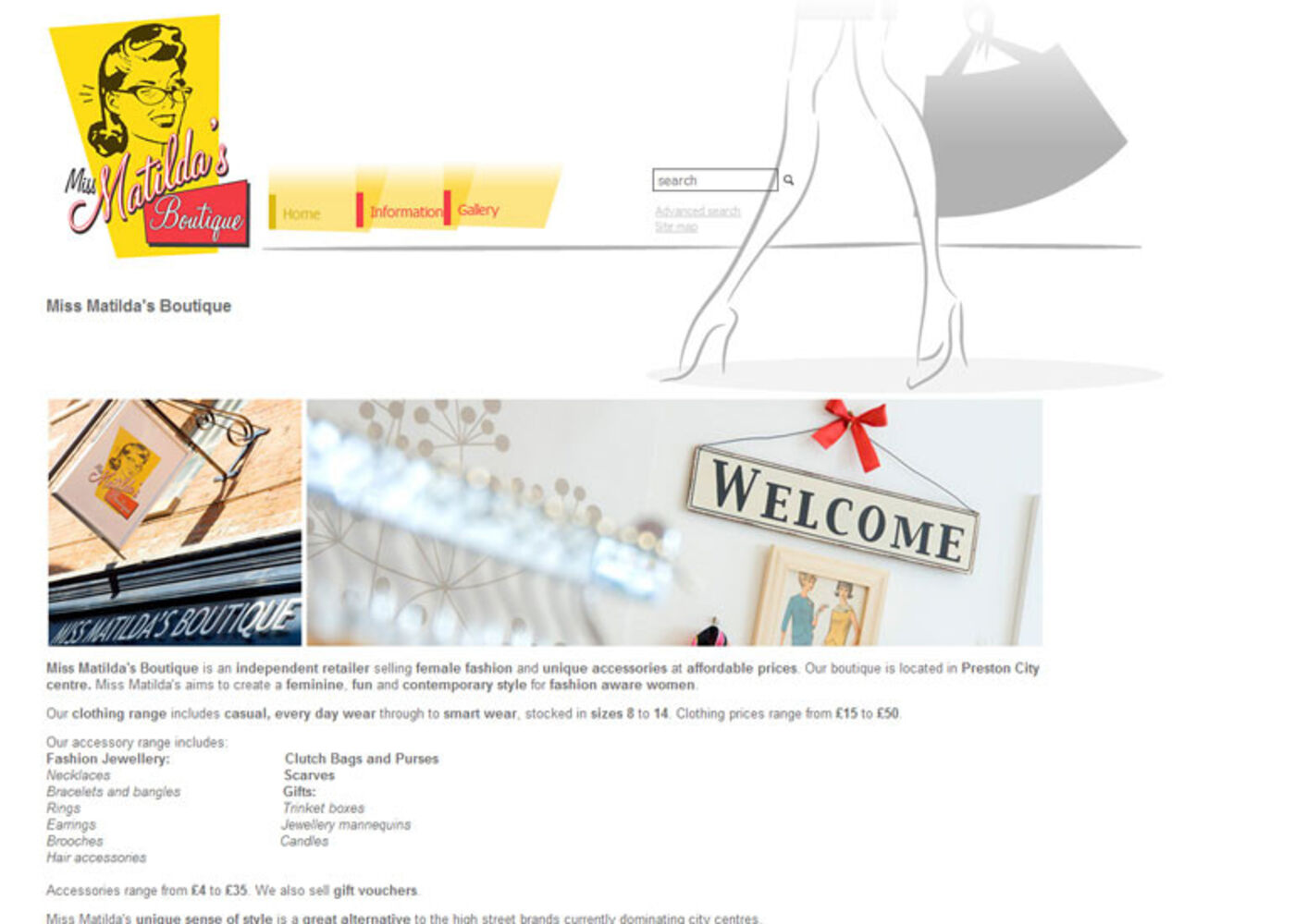 Miss Matilda's Boutique Homepage header - Miss Matilda's