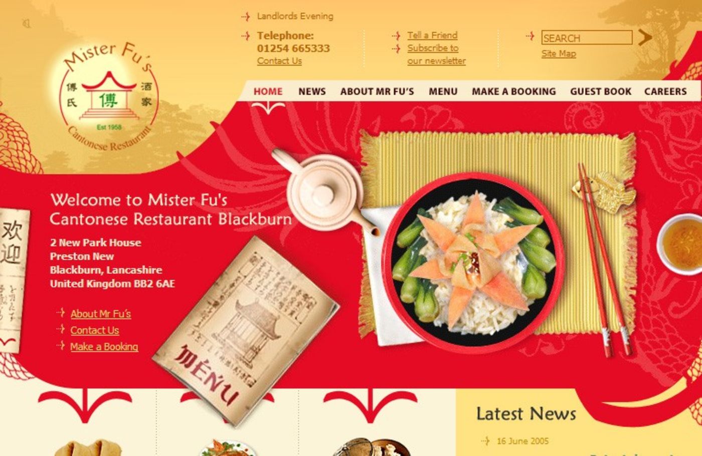 Mister Fu's Cantonese Restaurant Homepage header