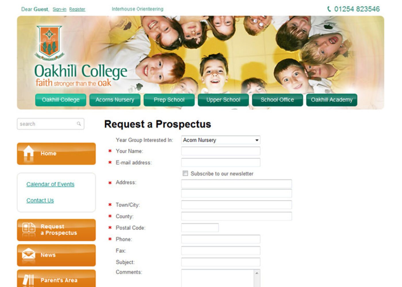 Oakhill College Site Form - Request a Prospectus